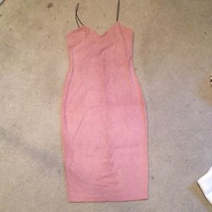 Baby pink suede body con dress